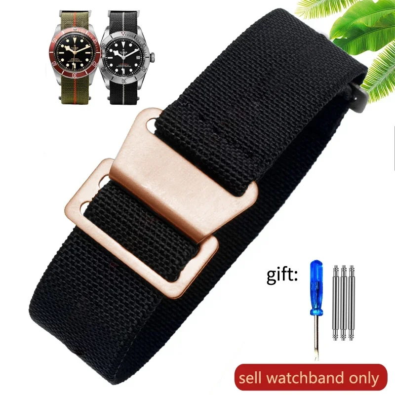 Vintage-Style French Parachute Elastic Nylon Watch Strap – Universal Men's Smartwatch Wristband (Classic 60s Inspired Design)