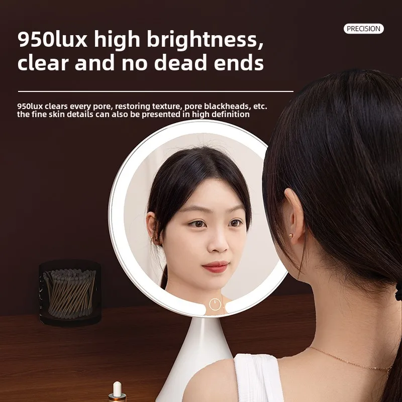 กระจกแต่งหน้า LED พร้อมกระจกโต๊ะเครื่องแป้งแบบพกพาสําหรับห้องน้ําห้องนอนหอพักตกแต่งบ้าน 1