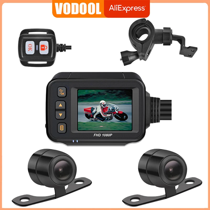 VODOOL Full Body Waterproof Motorcycle Camera 720P HD Front Rear View Driving Recorder DVR Dash Cam Logger Recorder Box