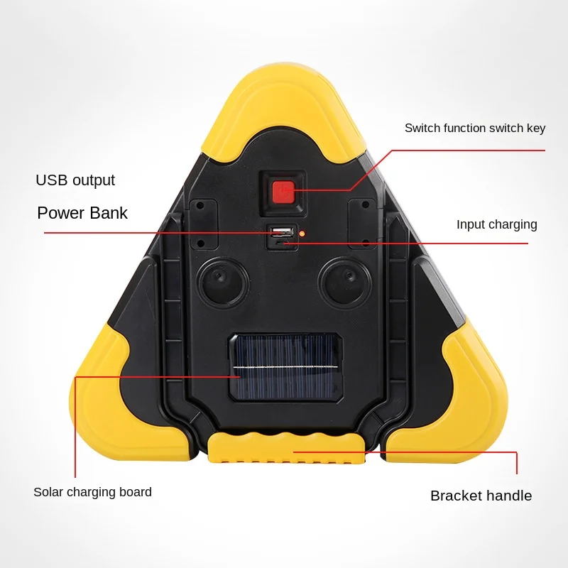Solar-Powered Triangular Emergency Warning Light & Portable Safety Lamp