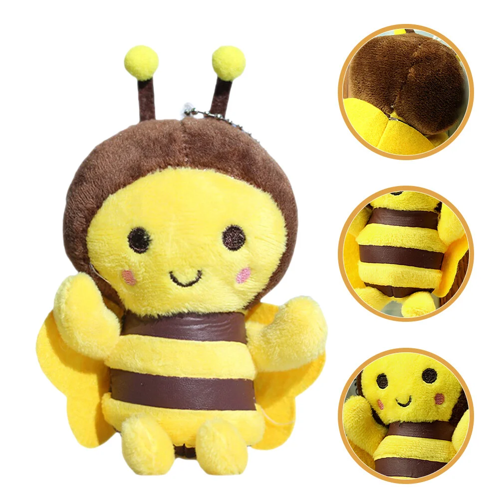 

4 Pcs Decorations Ornament Bee Ornaments Key Fob Pp Cotton Plush Stuffed Toy Keychain