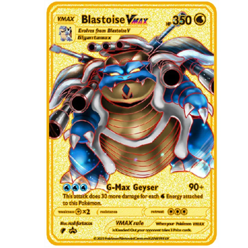 

Newest Pokemon Vmax V GX EX Shiny Gold Metal Card Game Tag Team Fighting Ordering Series Child Christmas Gift
