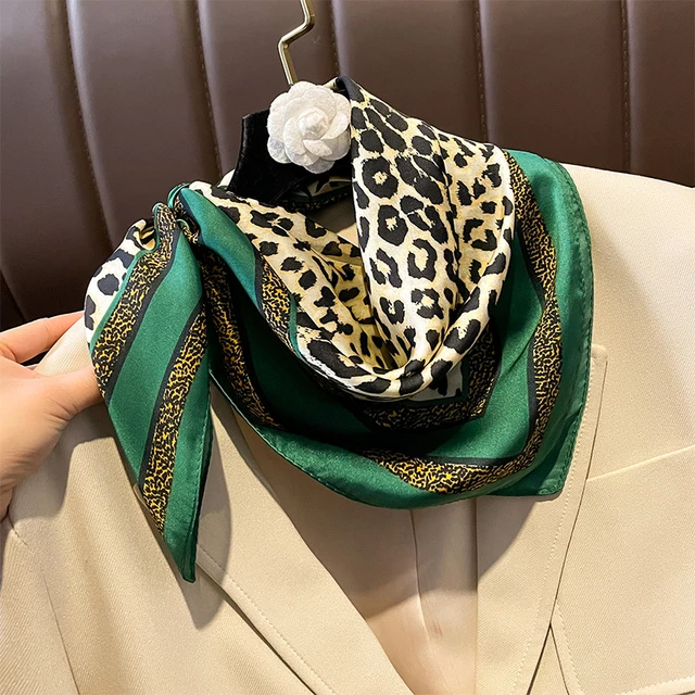 Leopard print silk scarf