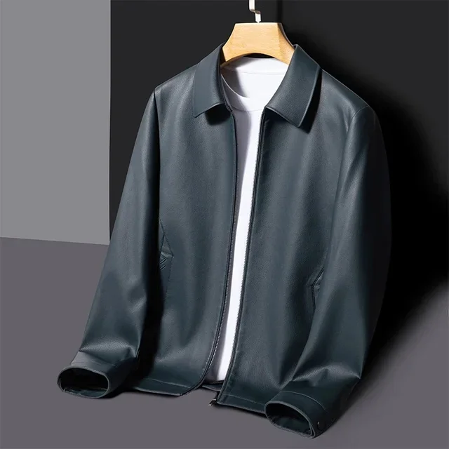 thumbnail image 1 of Chaqueta de piel de oveja con solapas cortas para hombre, nueva chaqueta de otoño e invierno para negocios, ocio, para jóvenes de mediana edad, 1 of 5
