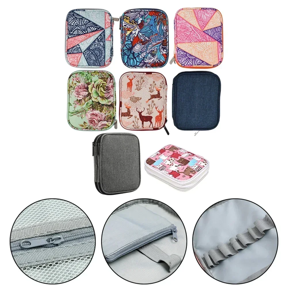 Empty Crochet Hooks Pouch Storage Bag Knitting Kit Case Organizer Bag For Crochet Needles Scissors Ruler Sewing Kit