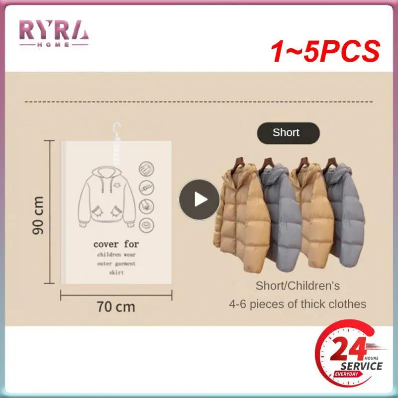 

1~5PCS Hanging Vacuum Storage Bag Seal Storage Clothing Bags for Suits, Dress Coats or Jackets, Closet Organizer