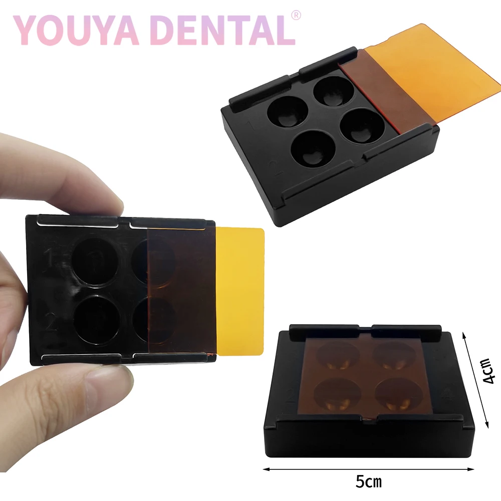 

Dental Veneer Storage Box 4 Holes Teeth Patch Shading Light Organizer Dentistry Membrane Tooth Box Denture Retainer Molar Box