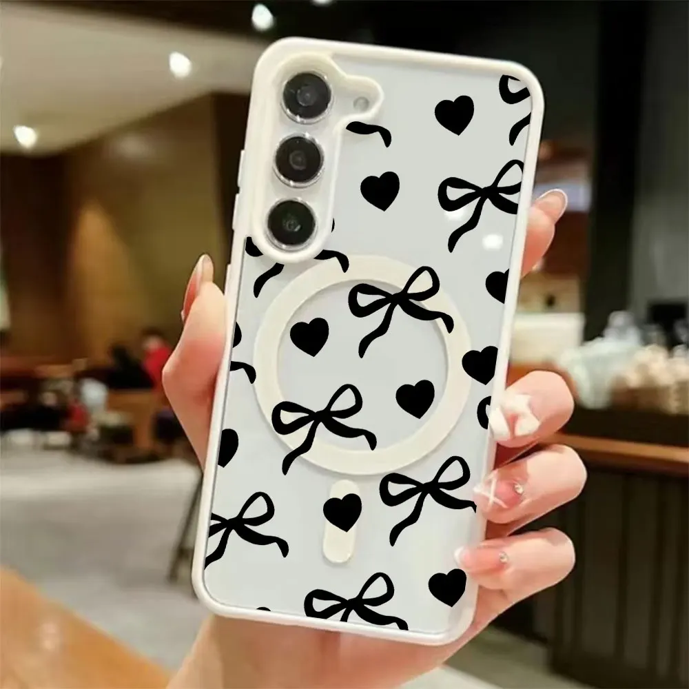 Love Bow Pattern Colorful Hyaline Magsafe Phone Case