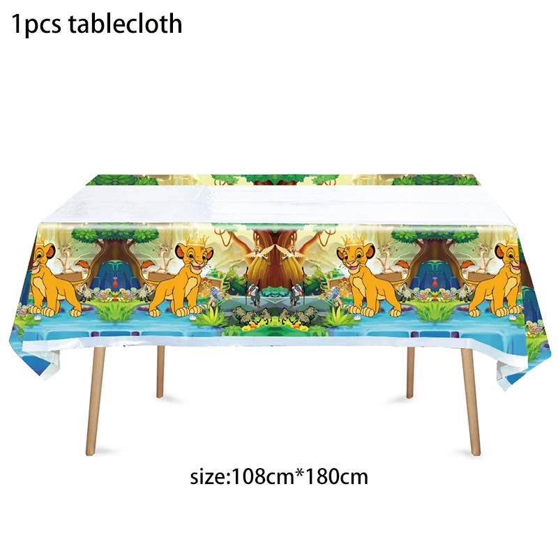 Disney Lion King Simba Theme Party Decorations Cup Plate Banner Tablecloth Backdrop for Kids Boys Birthday Party Decor Supplies