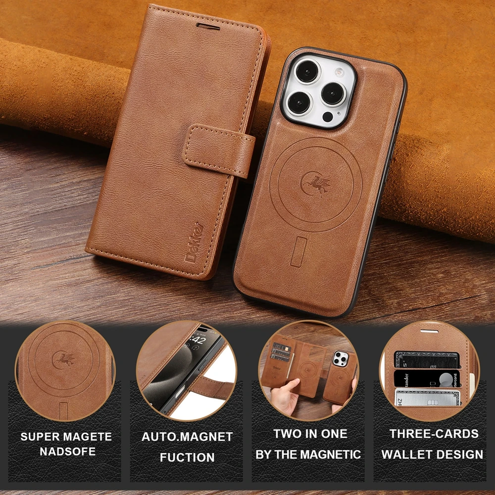 Versatile Detachable Wallet Case with Magnetic Wireless Charging Stand