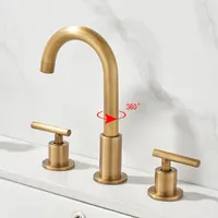ก๊อกสามหลุมทองเหลืองโบราณสไตล์ยุโรปสำหรับอ่างล้างหน้าห้องน้ำห้องน้ำแบบย้อนยุคอ่างล่างหน้าด้วยมือก๊อกน้ำร้อนและน้ำเย็น YK-007 5