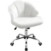 Cute Velvet Desk Chair Shell-Shaped Back Vanity Chairs Modern Swivel Desk with Wheels Adjustable Height for Home Office Bedroom 1