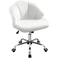 Cute Velvet Desk Chair Shell-Shaped Back Vanity Chairs Modern Swivel Desk with Wheels Adjustable Height for Home Office Bedroom 1