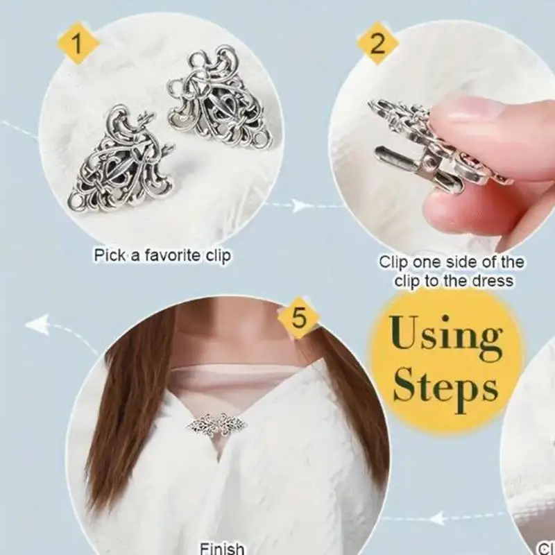 여성용 빈티지 스웨터 스카프 클립 케이프 망토 클립, 가디건 클립 브로치 클립, 숄 칼라 걸쇠 원피스 셔츠 브로치 핀