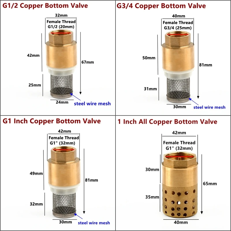 Pump Inlet Filter BE-TOOL 1" Brass Check Valve Non Return Spring Foot Valve For Pump (Pack Of 1 - View #10