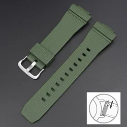 Durable Quick Release Waterproof Men's Rubber Watch Strap - 16mm Resin Replacement Band - 16mm (Army green silver)