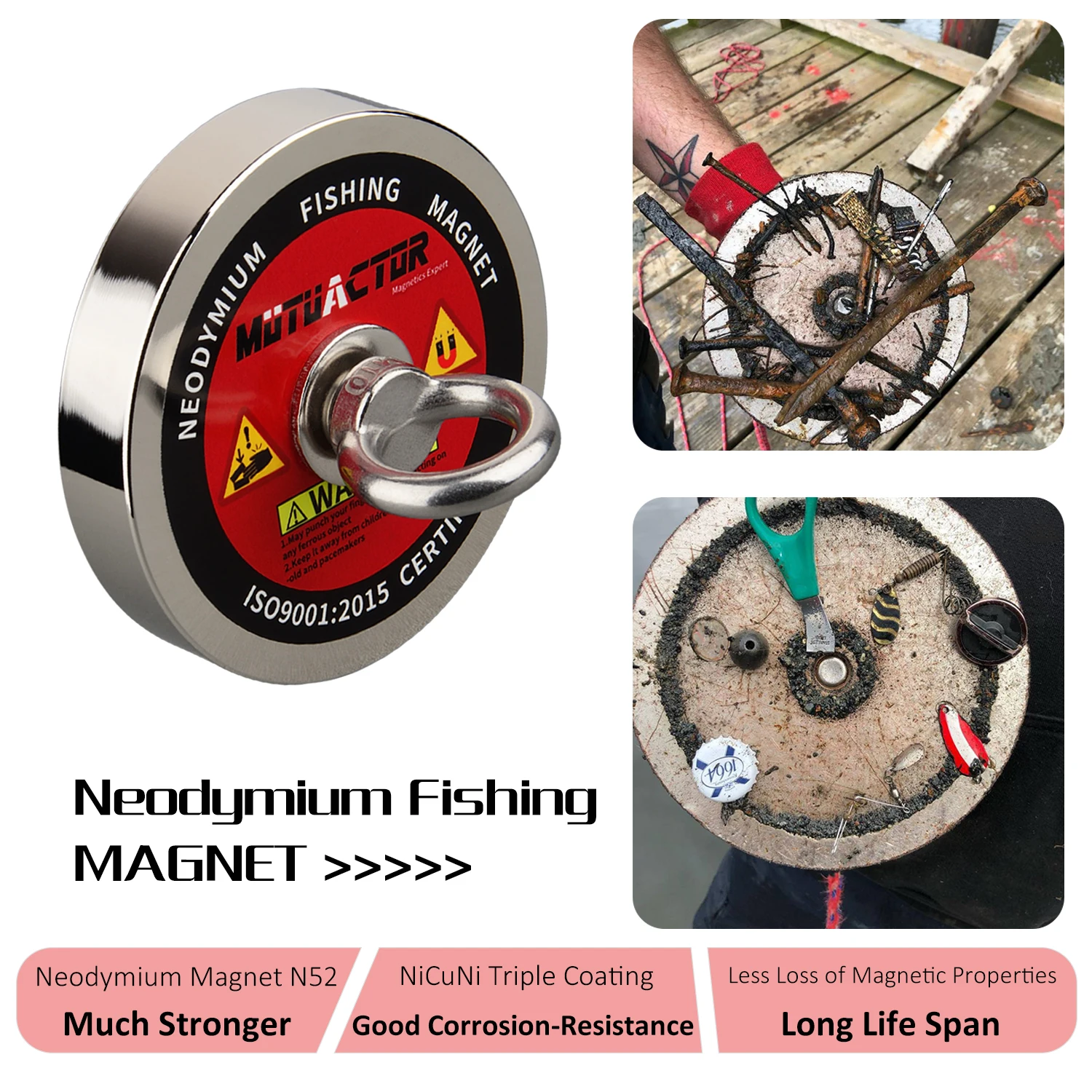 600LB Pull Force Fishing Magnet Kit - N52 Neodymium - Treasure Hunt & Salvage