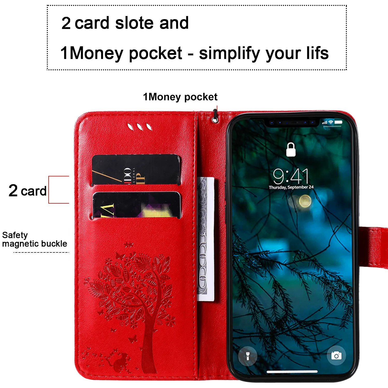 Luxur Leather Flip Wallet Phone Case & Stand Cover