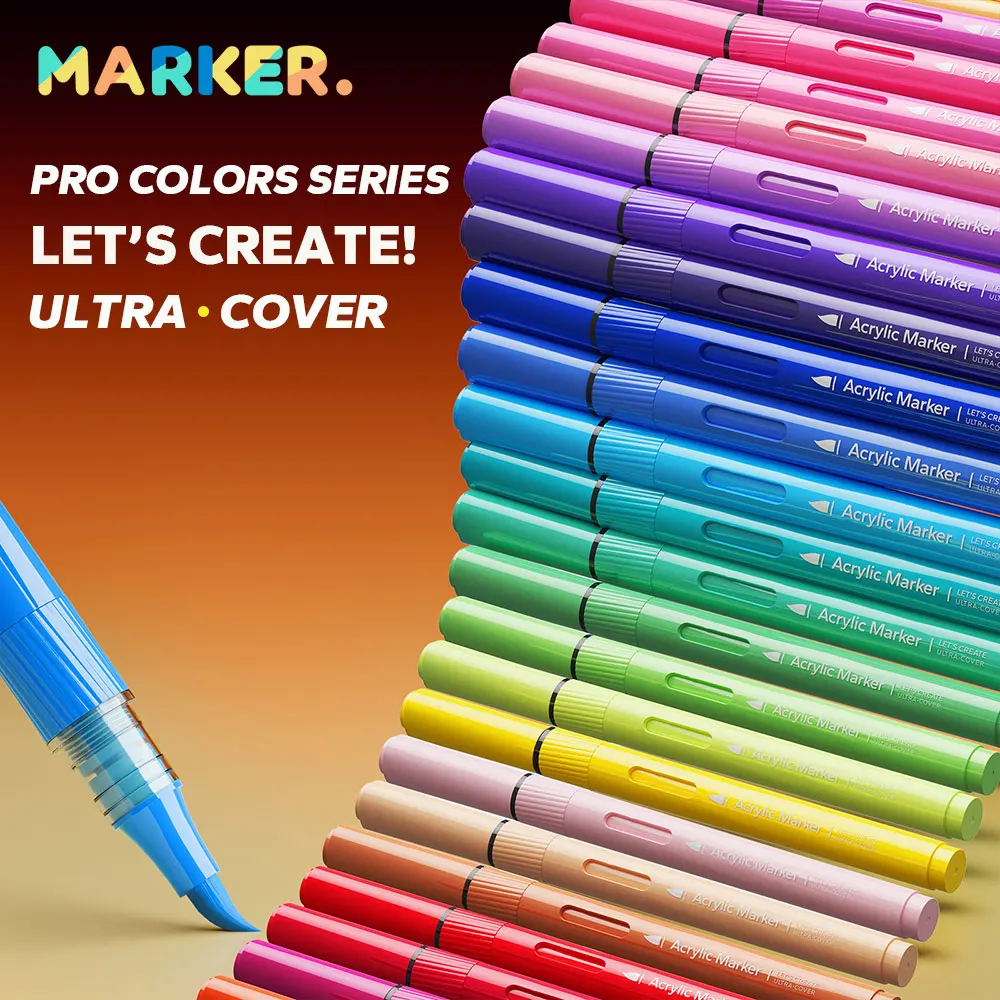 Acrylic Paint Markers Set Acrylic Art Pens Brush Tip Rock Ceramic Wood Canvas Glass Stone Fabric Card Making