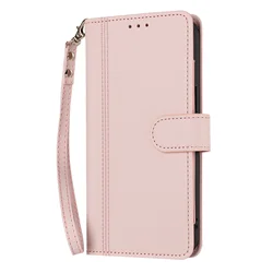Luxury Leather Flip Phone Case with 9 Card Slots and Strap Book Wallet Design for Oscal Modern 8 (Pink)