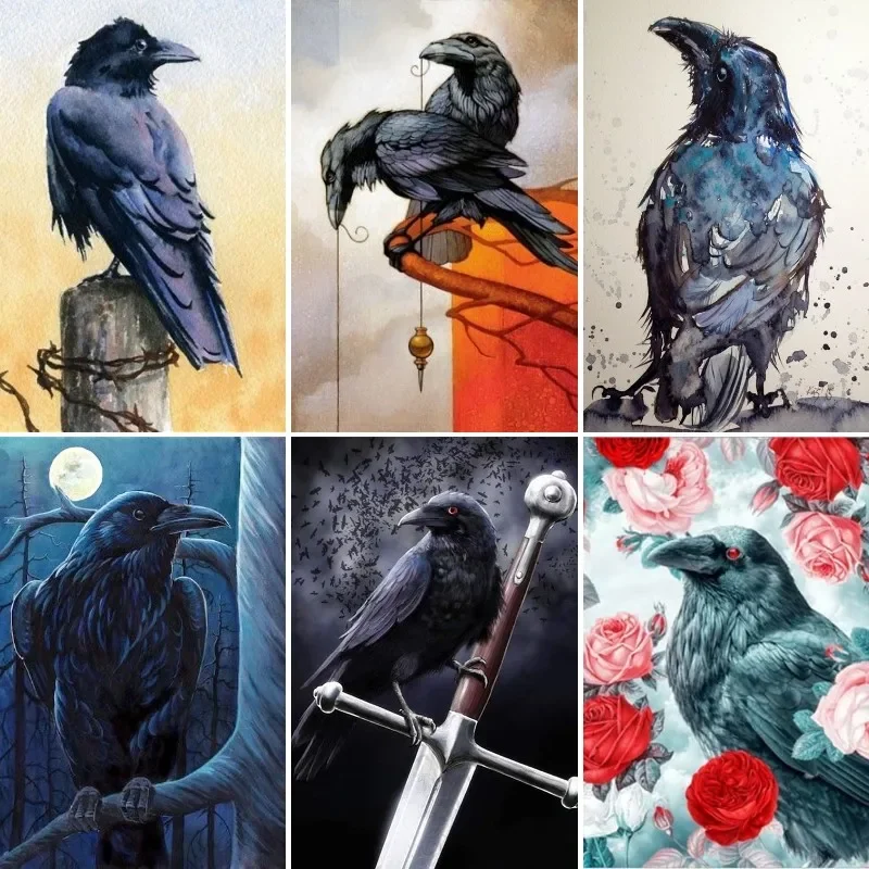 Raven Bird Diamond Mosaic Ricamo Crow Paint Con Strass Ricamo 5D Full Square Diamond Painting Ricamo Regalo