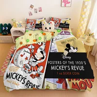 Ensemble de literie imprimé Mickey, housse de couette, cadeaux de Noël, dessin animé confortable avec taie d'oreiller, adapté aux enfants et aux adultes 3