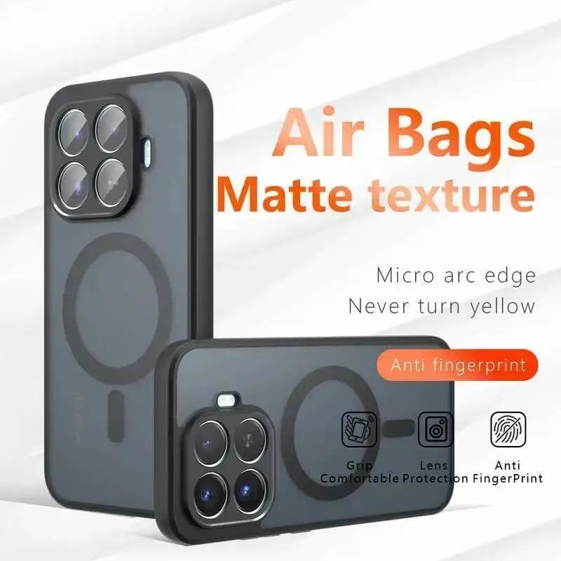 Magnetic Shockproof Transparent Matte Phone Case - PC+TPU with Magsafe Compatibility