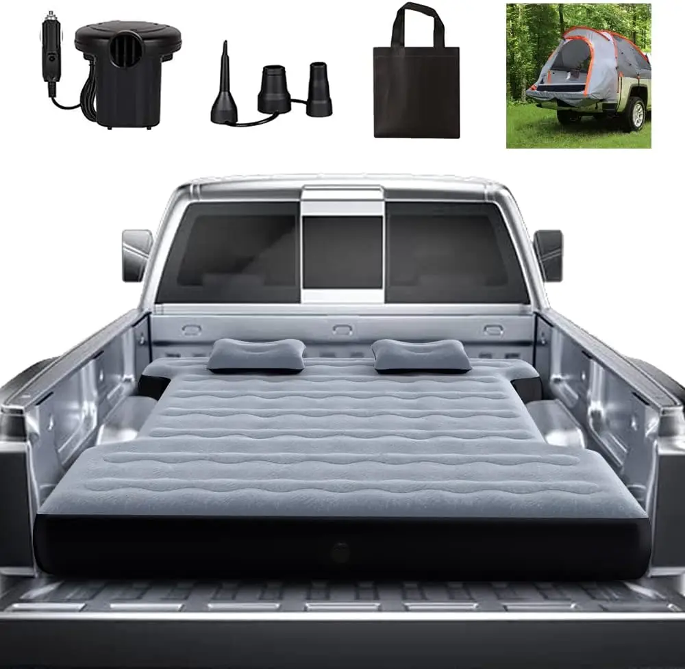 Camping Pickup Truck Bed Air Mattress Air Bed with Inflatable Pillow Blow Up Thicken Mattresses Sleeping Pad for 5.5-5.8