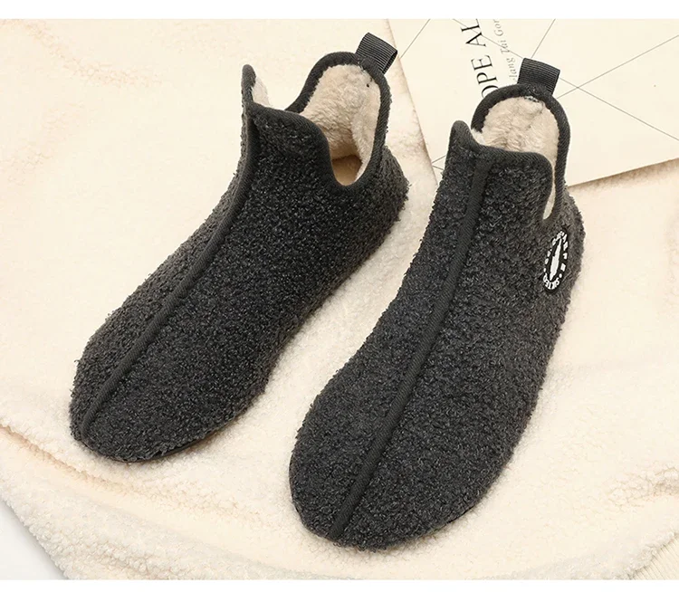 YRZL Winter Slippers Men Indoor Slippers Non-slip Warm Women and Men Slipper Ankle Soft Shoes Comfortable Flat Home Cotton Shoes