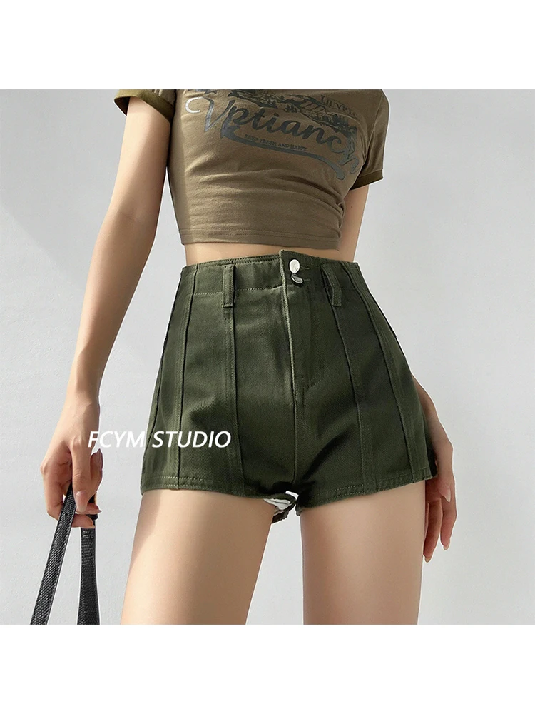 

2023 Summer Women Fashion A-line Denim Shorts Jean Korean Gyaru Y2k Streetwear Vintage Classical 2000s Aesthetic Tide Design New