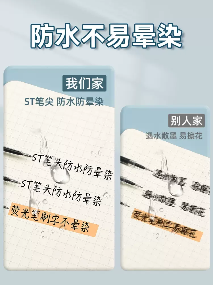 M&G 0.5mm Gel Pen Refill Quick-Drying Ink Black Red Compatible with Push-Button Gel Pens 10 per Bag