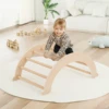 wooden climbing bridge/arch with cushion for toddlers, montessori climbing frame, children's indoor playground gym playing toys