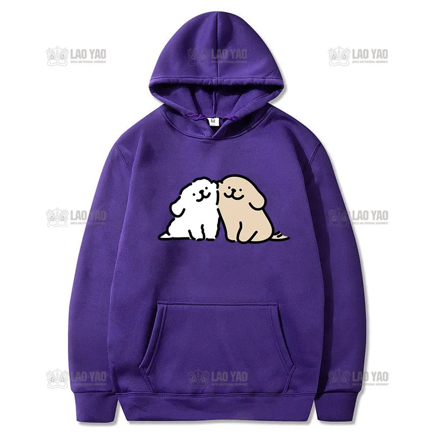 

Kawaii Maltese Line Puppy Cartoon Sweatshirt Woman Man Autumn and Winter Graphic Hoodie Couple Keep Warm Hip-hop Pullover