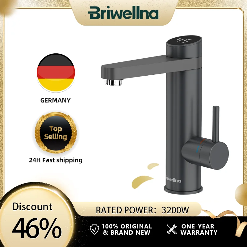 Robinet électrique Instantané Briwellna - Acier Inox 304, Affichage Numérique, Rotation 360° - Argent