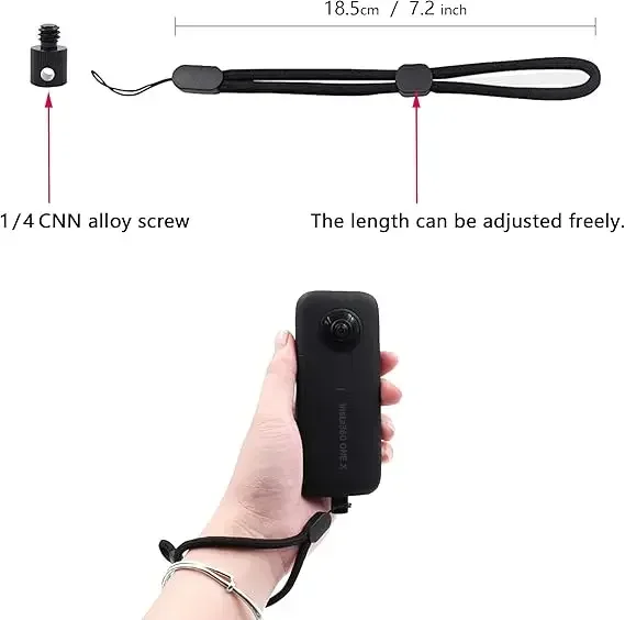 Wrist Hand Strap With 1/4 Screw for Insta360 X4 X3 X2 Light Weight Anti-Lost Lanyard Straps Hand Hanging Rope For DJI Pocket 2 3