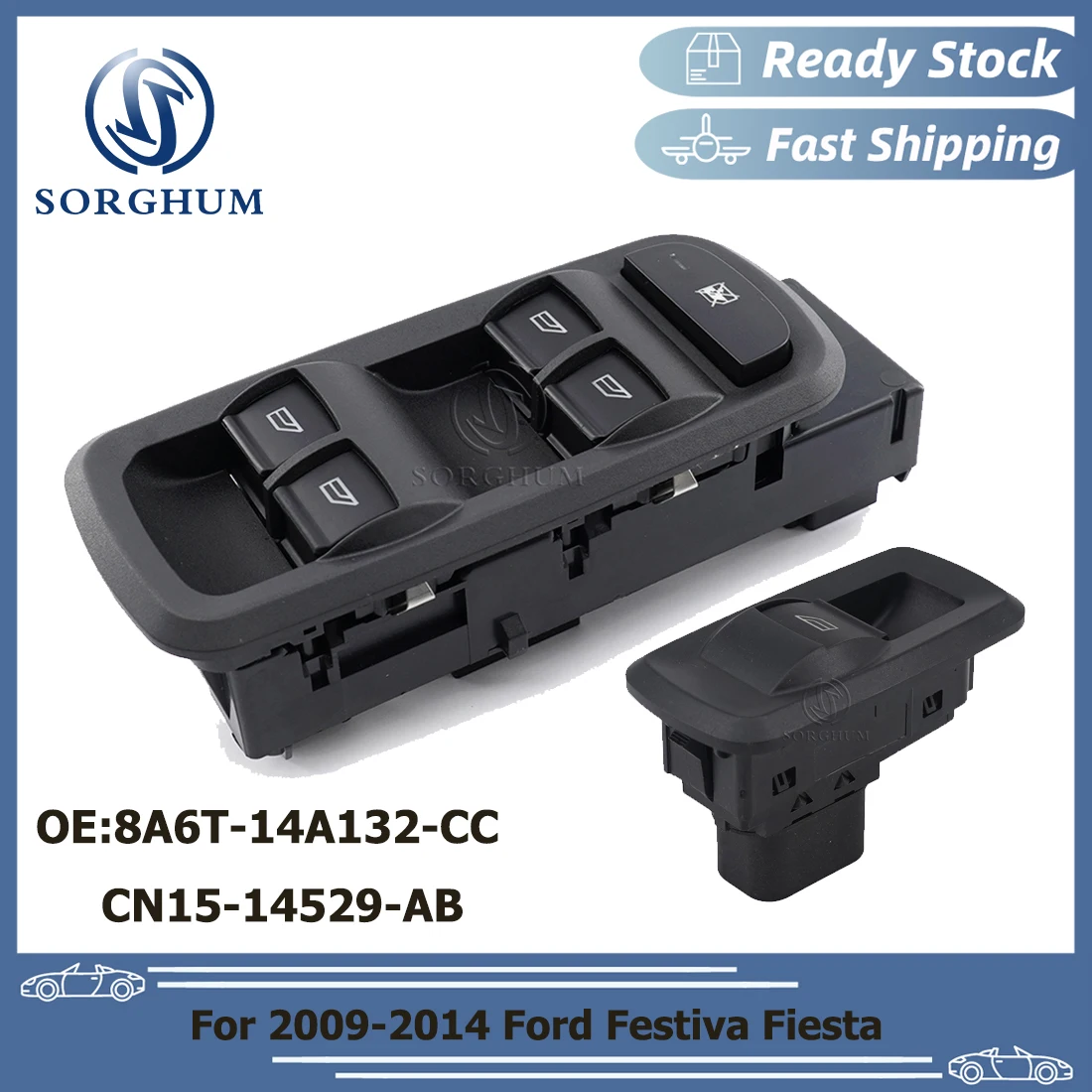 

SORGHUM LH Car Master Window Regulator Switch Power Window Switch 8A6T-14A132-CC For 2009-2014 Ford Festiva Fiesta CN15-14529-AB