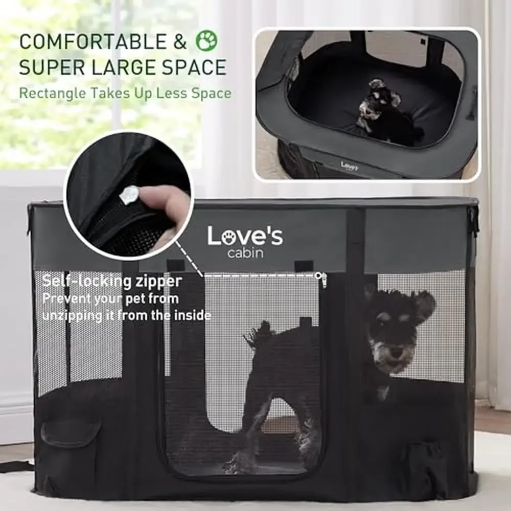 Portable Foldable Dog Playpen Crate Indoor/Outdoor Pet Exercise Kennel Easy Assembly & Storage Scratch-Resistant Mesh Zippered