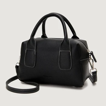 Mini borsa Boston da donna, borsa a tracolla semplice in PU, borsa quadrata piccola, disponibile in tre colori, leggera e versatile