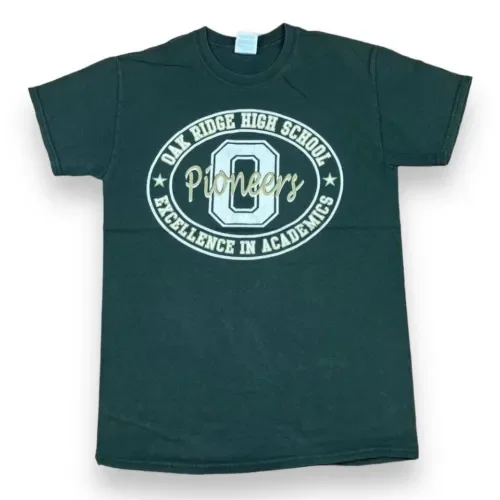 Maglietta Vintage Green Small Oak Ridge High School Pioneers Usa America Maniche Lunghe O Corte