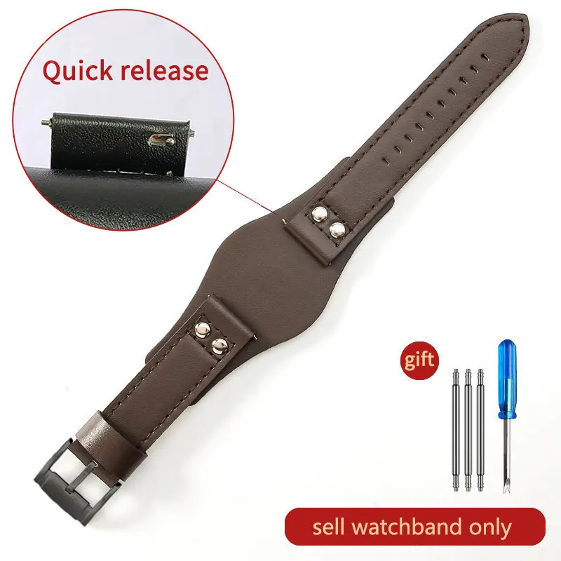 Breathable Skin Friendly Genuine Cowhide Leather Watchband – Waterproof 22mm Strap
