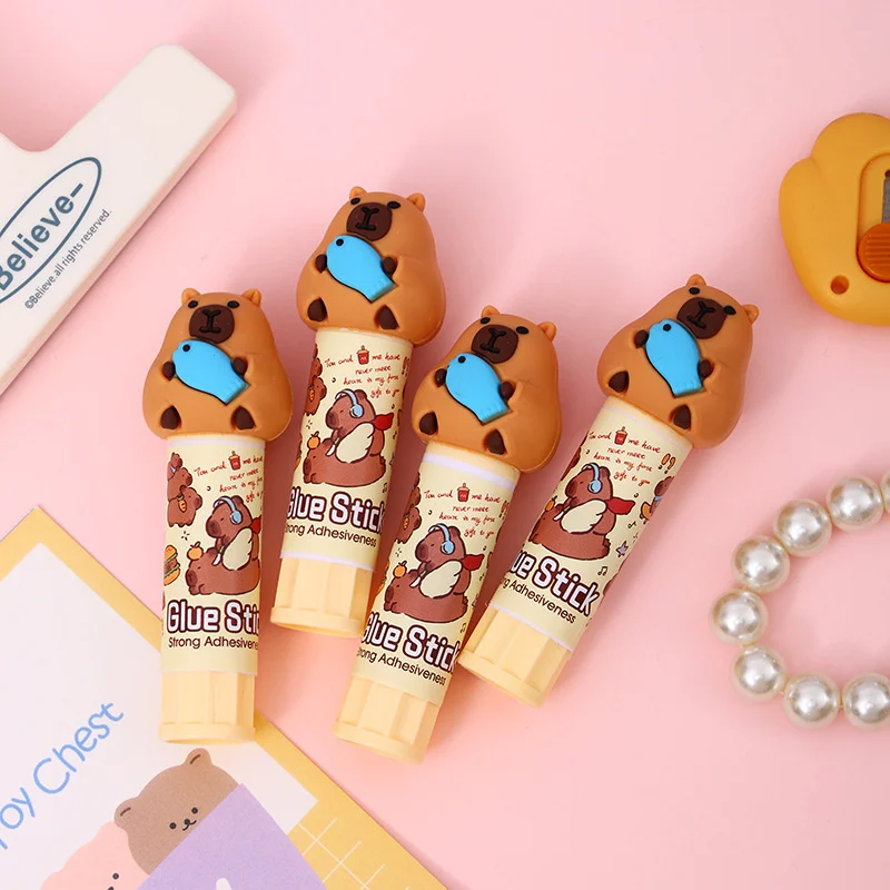 Colle solide Capybara de dessin animé, 1 pièce, adhésifs Super forts, bâton de colle mignon pour étudiant, fournitures de bureau, papeterie pour étudiants