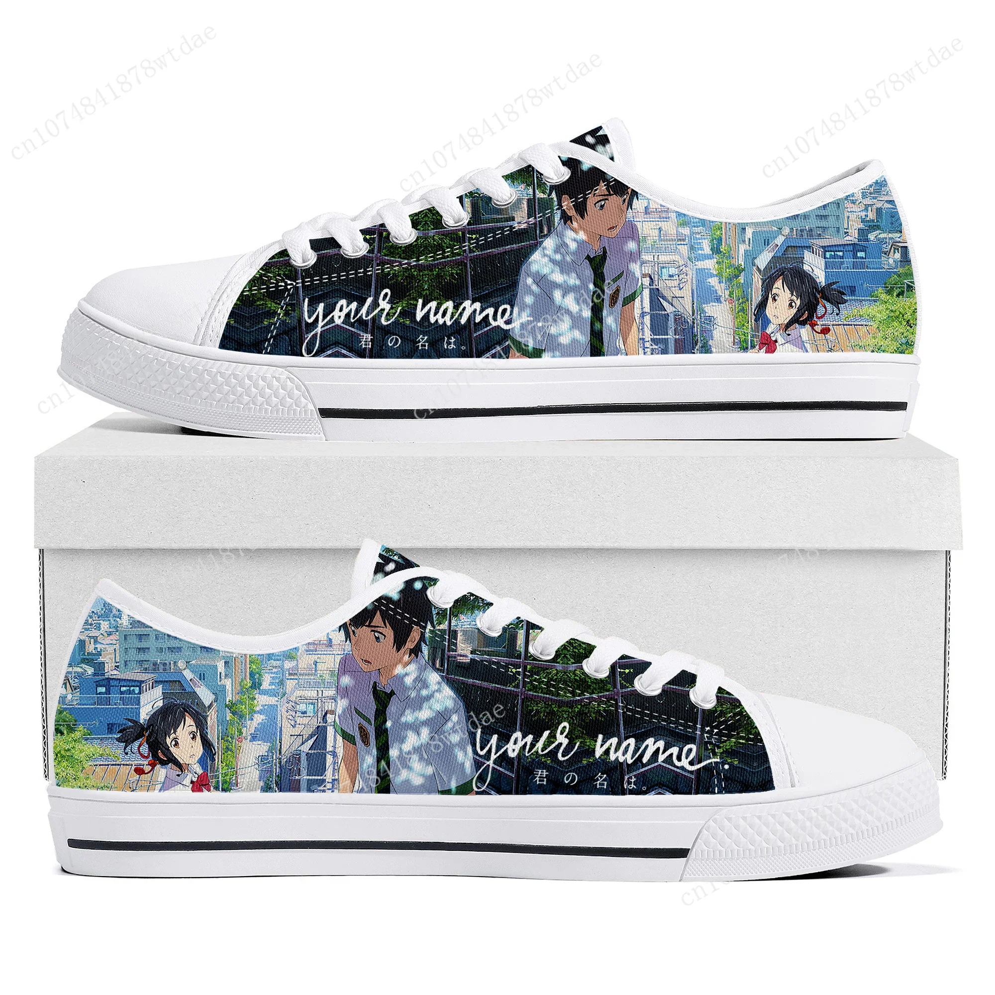 Your Name Low Top Sneakers Womens Mens Teenager High Quality Canvas Sneaker Couple Japanese Anime Manga Custom Made Shoes