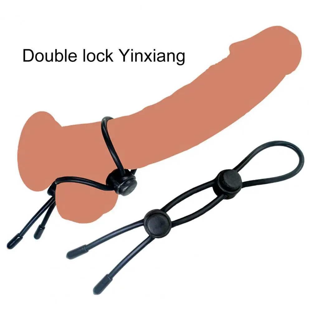Penis cock ring adjustable drawstring safe reduce desire increase joy silicone delay ejaculation lock ring rope for male