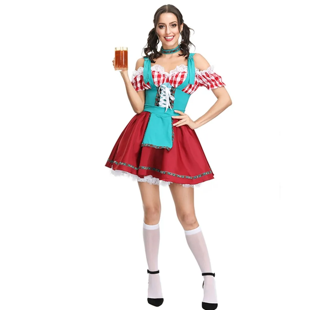 

Germany Oktoberfest Costume Cosplay Bavarian Beer Maid Wench Fancy Dress Outfit