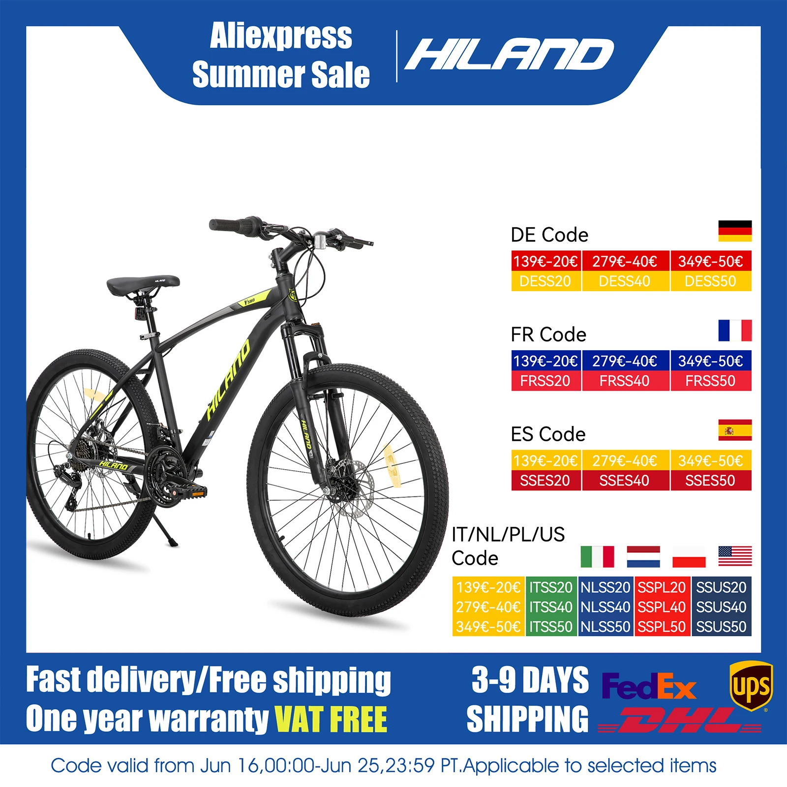 Hiland 26 Inch Mountain Bike Shimano 21 Speed for MTB