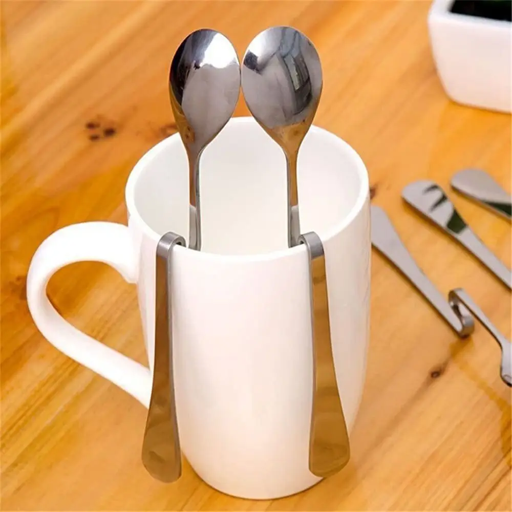 Description Picture 5 of itemStainless Steel Long Handled Teaspoon Curved Handle Stirring Spoon Hanging Cup Spoon Kitchen Tableware Accessories