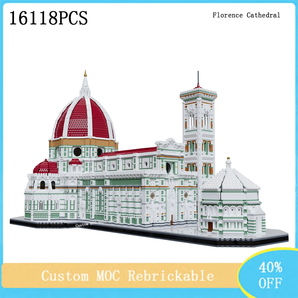 

New 16118Pcs Custom Street View Building Block Model MOC Modular Building Florence Cathedral DIY Children's Toys Birthday Gift