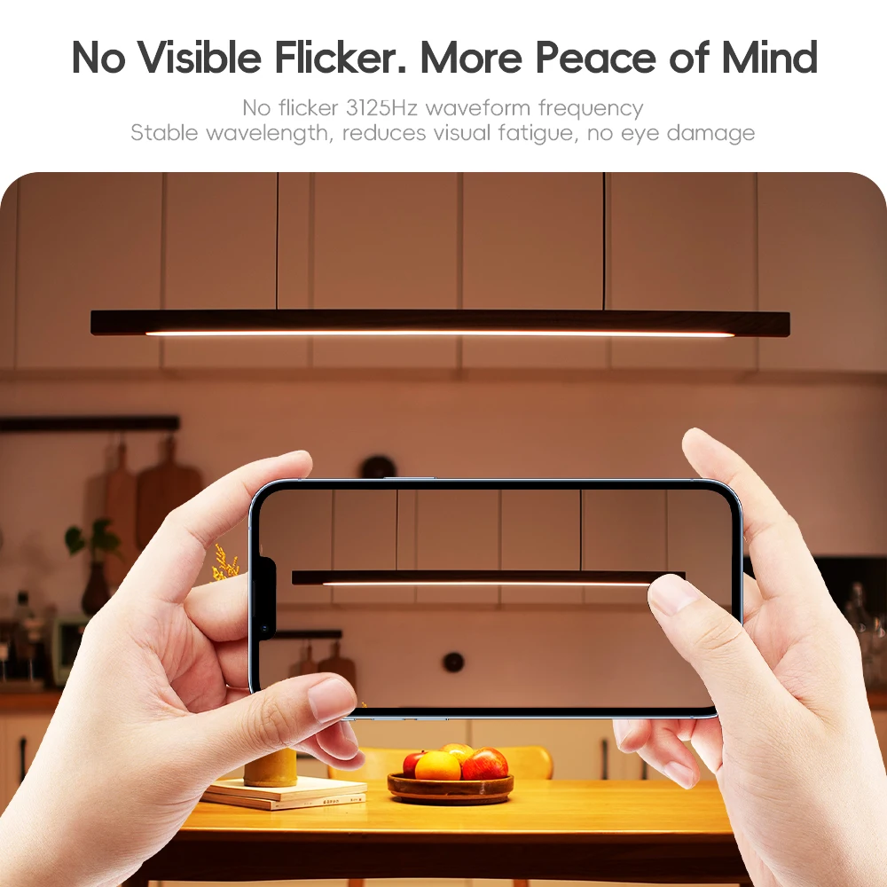Wood Pendant Lights LED Hand Sweep Smart Sensor Pendant Lights LED Hand Scan Hanging Lamps For Kitchen Island Dining Living Room