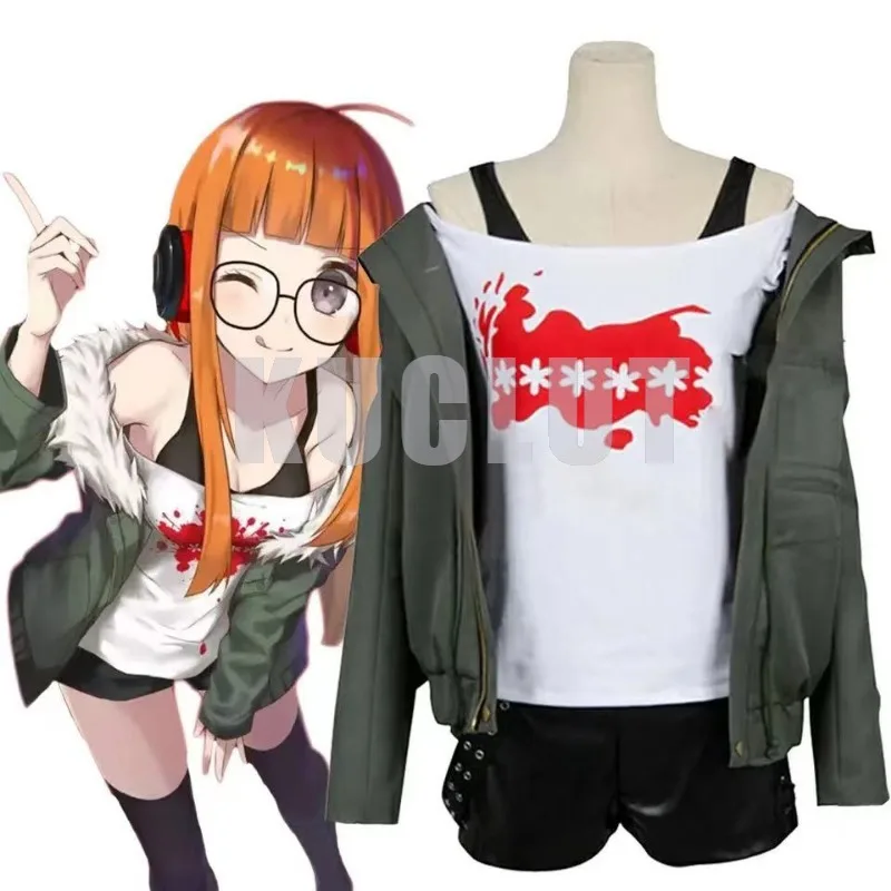 

Game Persona 5 Futaba Sakura Cosplay Costume Women Girls Halloween Full Set P5 Uniform Suit Casual Coat Jacket Shirt