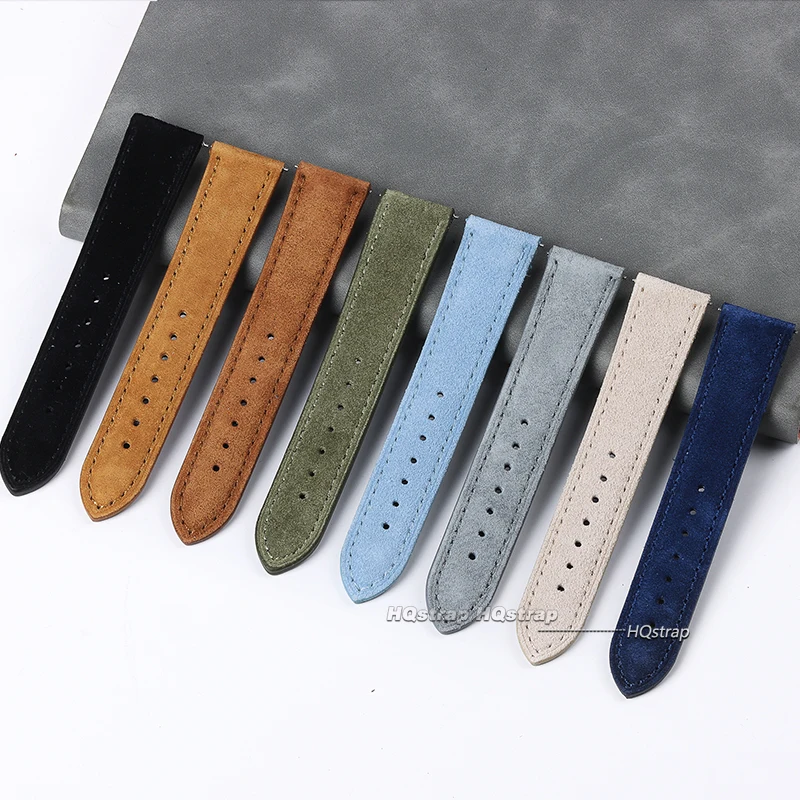 Vintage Wildleder Leder Uhrenarmband 18mm 19mm 20mm 21mm 22mm 24mm Braun Grau Handgefertigtes Armband Universal Ersatzarmband – Detail 5